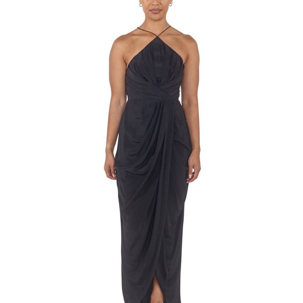 ZIMMERMANN Silk Tuck Dress Blck Maxi Halter Drape  Size 1 (6 Womens)